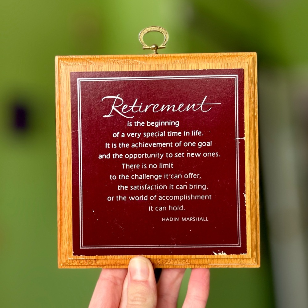VTG Retirement Wooden Positive Life Plaque Wall Decor Art